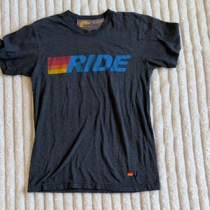 Aviator Nation Tee with Yellow & Orange Logo Stripe